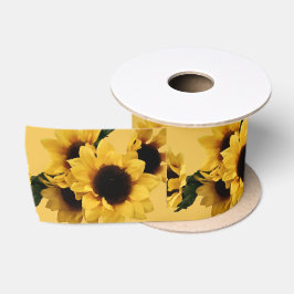 Geel Zonnebloem Bloemlint Satijnen Lint