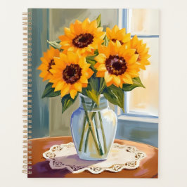 Geel Zonnebloem Boeket Waterverf Bloem Planner