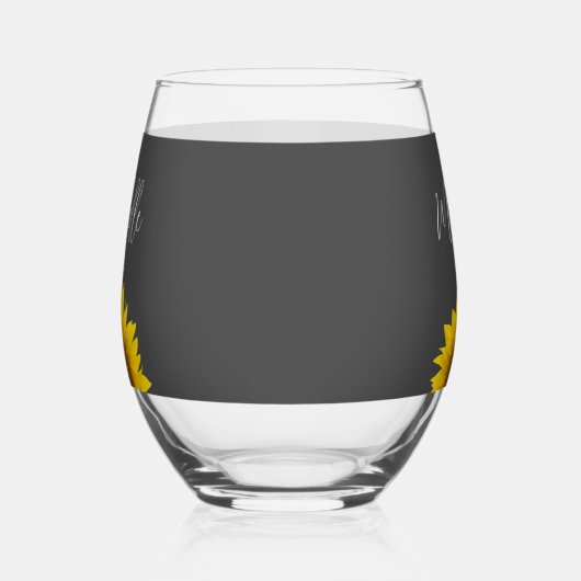 Geel Zonnebloem Botanisch Eenvoudig Grijs Wijnglas Zonder Voet (Rechts)