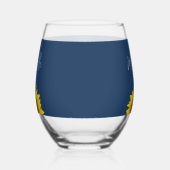 Geel Zonnebloem Botanische Marine Blauw Wijnglas Zonder Voet (Rechts)