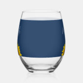 Geel Zonnebloem Botanische Marine Blauw Wijnglas Zonder Voet (Links)