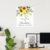 Geel Zonnebloem Bruiloft Feest Welkomstbord Poster (Thuiskantoor)