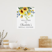 Geel Zonnebloem Bruiloft Feest Welkomstbord Poster (Keuken)