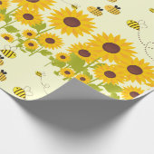Geel Zonnebloem Bumble Bee Patroon Wrapping Paper Cadeaupapier (Hoek)
