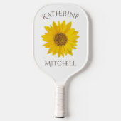 Geel Zonnebloem Custom Name Wit Pickleball Paddle (Achterkant)