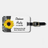Geel Zonnebloem  Damask Bloemen Bagagelabel (Voorkant horizontaal)