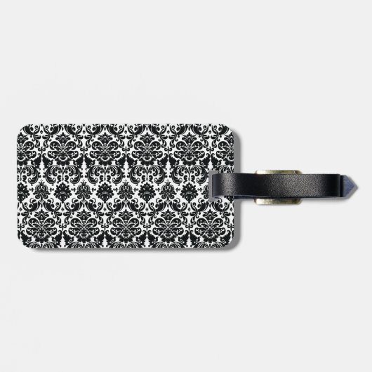 Geel Zonnebloem Damask Bloemen Bagagelabel (Achterkant horizontaal)