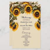  geel zonnebloem elegant huwelijksprogramma (Voorkant / Achterkant)