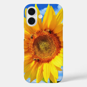 Geel Zonnebloem en Bijen iPhone 16 Hoesje