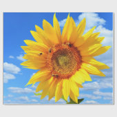 Geel Zonnebloem en Bijen Inpakpapier (Vlak)