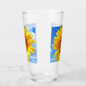 Geel Zonnebloem en Bijen op Blauw Hemelglas Glas (Links)