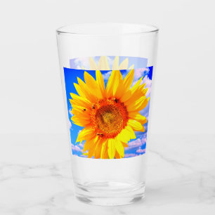 Geel Zonnebloem en Bijenglas Glas