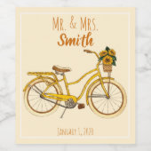 Geel Zonnebloem Fiets Wijn Label Wijn Etiket (Enkel label)