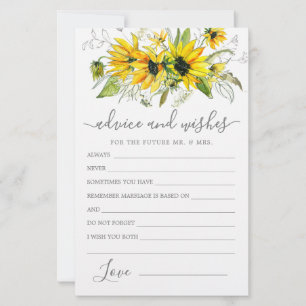Geel zonnebloem Floral Advice en Wishes Kaart