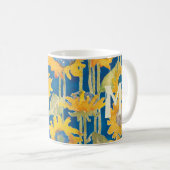 Geel zonnebloem Floral Monogrammed Initiaal Koffiemok (Voorkant rechts)