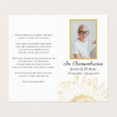 Geel Zonnebloem Grafisch Uitvaartmonument Gebed Visitekaartje (Buitenkant ongevouwen)