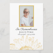 Geel Zonnebloem Grafische Begrafenisdienst Programmakaart (Voorkant)