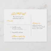 Geel Zonnebloem Grijs Damast Bruiloft RSVP Briefka Uitnodiging Briefkaart (Achterkant)