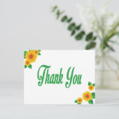 Geel Zonnebloem Groen Dank u Bloemen Post Kaart (Staand voorkant)