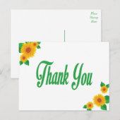Geel Zonnebloem Groen Dank u Bloemen Post Kaart (Voorkant / Achterkant)