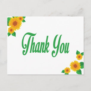 Geel Zonnebloem Groen Dank u Bloemen Post Kaart