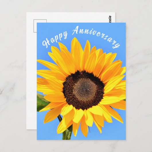 Geel Zonnebloem Jubileum Kaart (Voorkant / Achterkant)