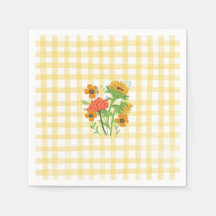 Geel Zonnebloem Land Gingham Feest Papier
