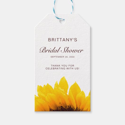 Geel Zonnebloem Naam Script Modern Vrijgezellenfee Cadeaulabel (Voorkant)