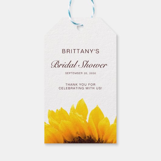 Geel Zonnebloem Naam Script Modern Vrijgezellenfee Cadeaulabel (Achterkant)