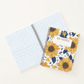 Geel Zonnebloem Patroon Modern Achtergrond Ontwerp Notitieboek (Binnen)