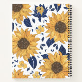 Geel Zonnebloem Patroon Modern Achtergrond Ontwerp Notitieboek (Achterkant)