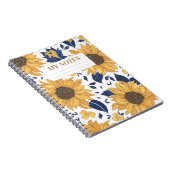 Geel Zonnebloem Patroon Modern Achtergrond Ontwerp Notitieboek (Rechterzijde)