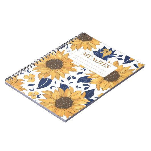 Geel Zonnebloem Patroon Modern Achtergrond Ontwerp Notitieboek (Linkerzijde)