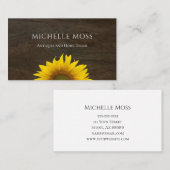 Geel zonnebloem Rustisch hout Eenvoudig Visitekaar Visitekaartje (Voorkant / Achterkant)