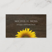 Geel zonnebloem Rustisch hout Eenvoudig Visitekaar Visitekaartje (Voorkant)