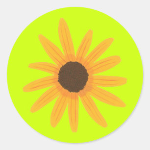 Geel Zonnebloem Schilderij Groene Neon Stickers
