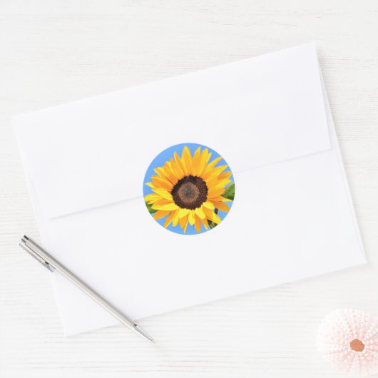 Geel Zonnebloem Sticker Blauw Sky (Envelop)