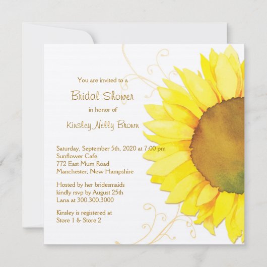 Geel Zonnebloem & Swirls Bloemen Vrijgezellenfeest Kaart (Voorkant)