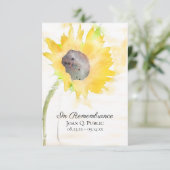 Geel Zonnebloem Vaas Waterverf Begrafenis Sympathi Bedankkaart (Staand voorkant)
