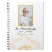 Geel Zonnebloem Viering van het Leven Begrafenis Notitieboek (Voorkant)