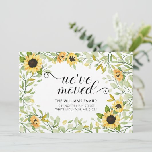 Geel Zonnebloem Waterverf Bloemen Bewegen Aankondiging (Staand voorkant)