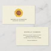 Geel Zonnebloem Waterverf Logo  Visitekaartje (Voorkant / Achterkant)