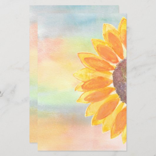 geel zonnebloem Waterverf papier blad (Voorkant / Achterkant)