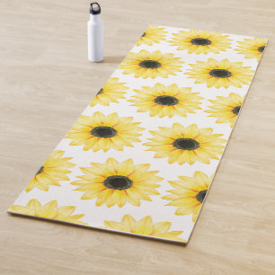geel zonnebloem Waterverf patroon Yogamat