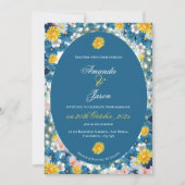  Geel Zonnebloem Wit Blauw Bloemen Huwelijk Kaart (Voorkant)