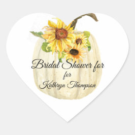 Geel Zonnebloem Wit Pompoen Herfst Vrijgezellenfee Hart Sticker