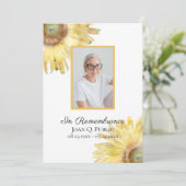 Geel Zonnebloemen Begrafenisdienst Programmakaart (Staand voorkant)
