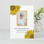 Geel Zonnebloemen Begrafenisdienst Programmakaart (Staand voorkant)