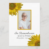 Geel Zonnebloemen Begrafenisdienst Programmakaart (Voorkant)