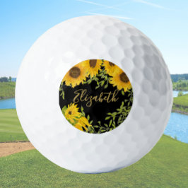 Geel Zonnebloemen Floral custom name dames Golfballen